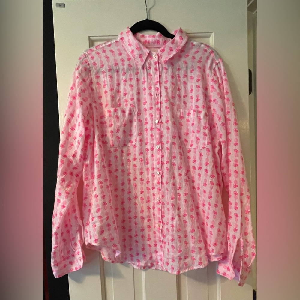 NWT  | Lilly Pulitzer | Sea View Button Down Shirt | Pink Topaz | sz XL